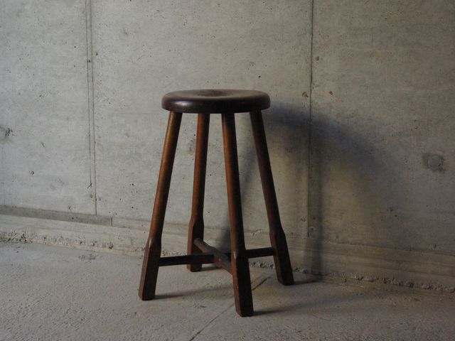 アンティーク　木製　丸椅子