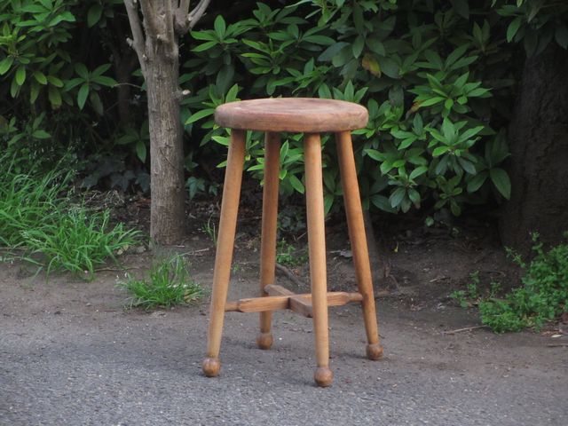 アンティーク 木製スツール 丸椅子